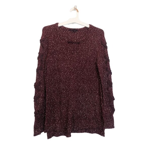 Rock & Republic Women’s Medium Pullover Maroon and White Speckled Sweater - Picture 1 of 6